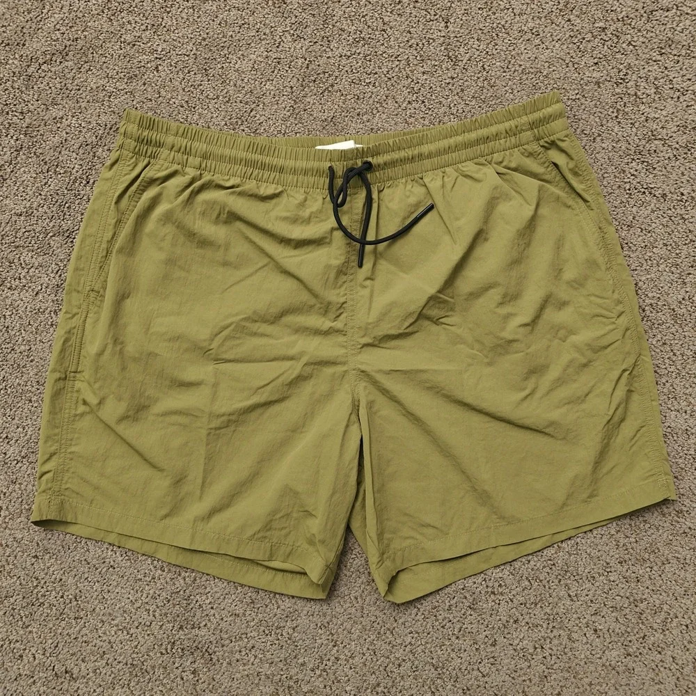 Everlane ReNew‎ Swim Short Mens XL Olive Green Recycled Nylon 7 Inch Inseam